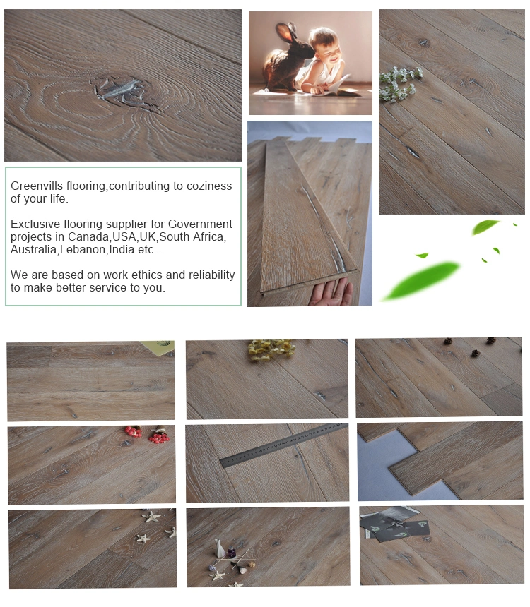 Worn Grey Natural White Oak Solid Wood+Flooring Hot Sale in USA Distressed Oak Engineered Hardwood Flooring